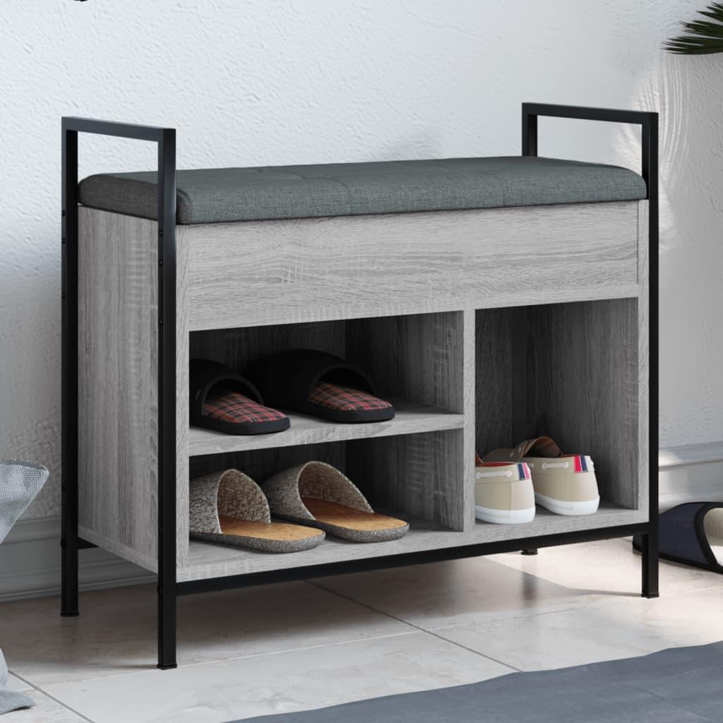 Skobænk 65,5x32x57,5 cm konstrueret træ grå sonoma-eg