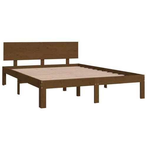 Sengeramme 150x200 cm King Size massivt træ gyldenbrun