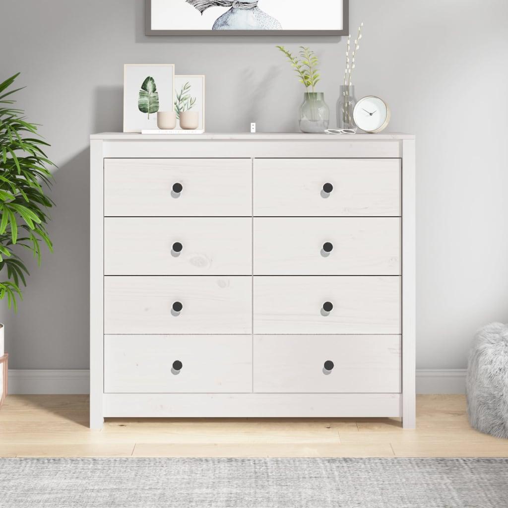 Kommode 100x40x90 cm massivt fyrretræ hvid