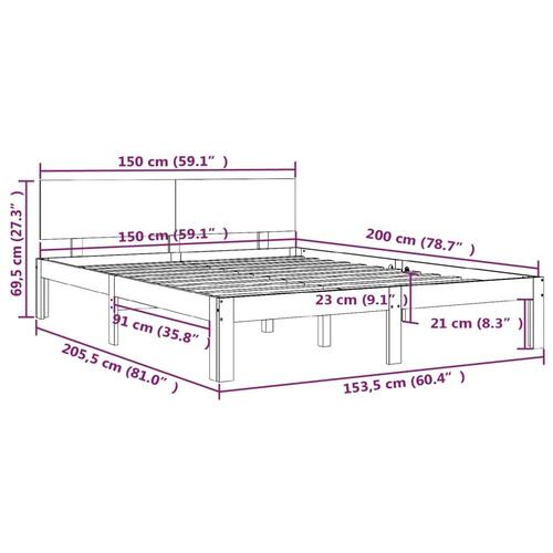 Sengeramme 150x200 cm King Size massivt træ gyldenbrun
