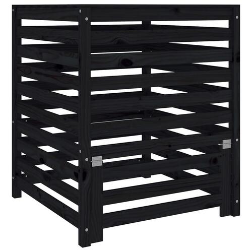 Kompostbeholder 82,5x82,5x99,5 cm massivt fyrretræ sort