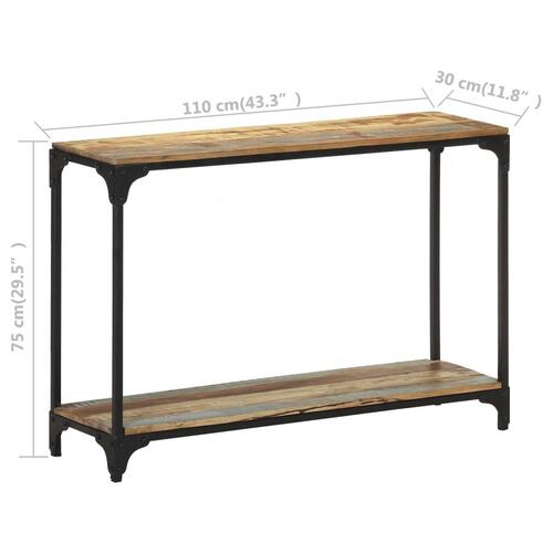 Konsolbord 110x30x75 cm massivt genbrugstræ