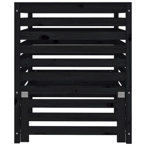 Kompostbeholder 82,5x82,5x99,5 cm massivt fyrretræ sort