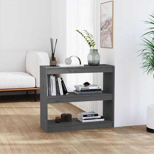 Bogreol/rumdeler 80x30x71,5 cm massivt fyrretræ grå