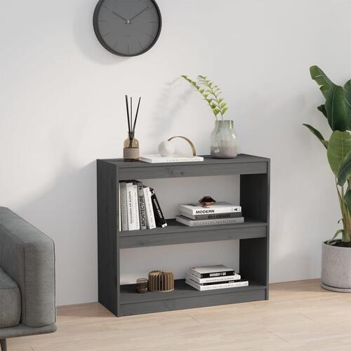 Bogreol/rumdeler 80x30x71,5 cm massivt fyrretræ grå