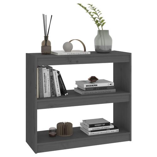 Bogreol/rumdeler 80x30x71,5 cm massivt fyrretræ grå