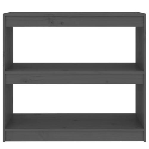Bogreol/rumdeler 80x30x71,5 cm massivt fyrretræ grå