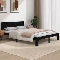 Sengeramme 150x200 cm King Size massivt træ sort