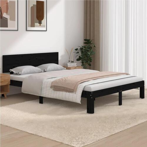 Sengeramme 150x200 cm King Size massivt træ sort
