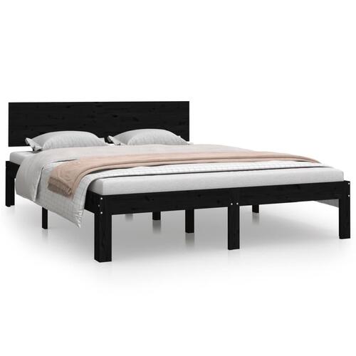 Sengeramme 150x200 cm King Size massivt træ sort