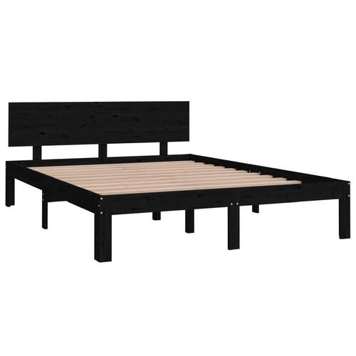 Sengeramme 150x200 cm King Size massivt træ sort
