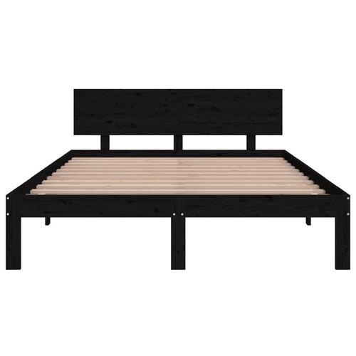 Sengeramme 150x200 cm King Size massivt træ sort