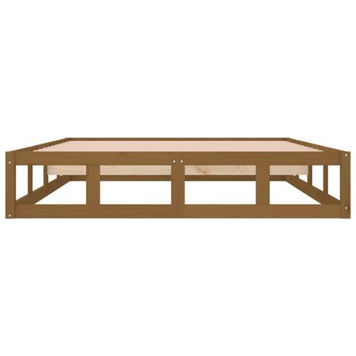 Sengeramme 200x200 cm massivt træ gyldenbrun