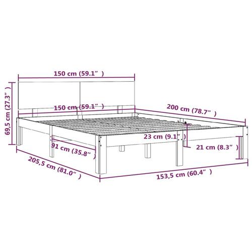 Sengeramme 150x200 cm King Size massivt træ sort