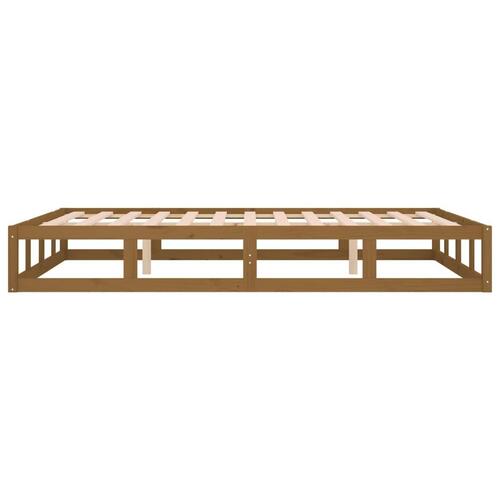 Sengeramme 200x200 cm massivt træ gyldenbrun