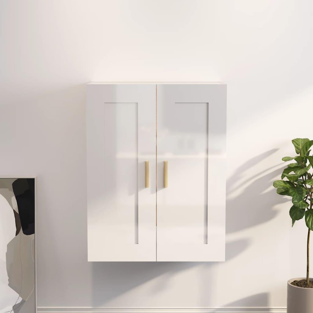 Vægskab 69,5x32,5x90 cm konstrueret træ hvid højglans