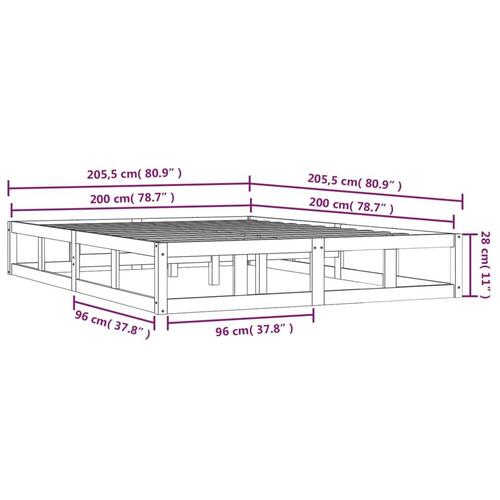 Sengeramme 200x200 cm massivt træ gyldenbrun