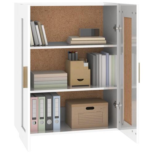 Vægskab 69,5x32,5x90 cm konstrueret træ hvid højglans