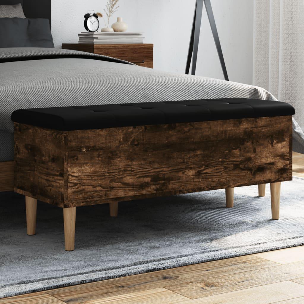 Skobænk 102x42x46 cm konstrueret træ røget egetræsfarve