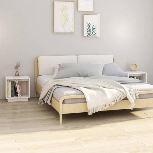 Sengeborde 2 stk. 40x30x40 cm massivt fyrretræ hvid
