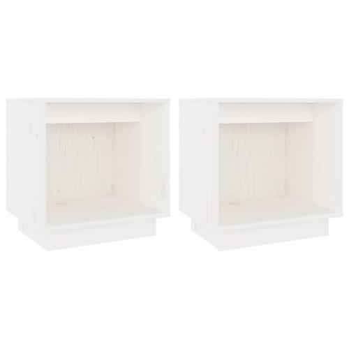Sengeborde 2 stk. 40x30x40 cm massivt fyrretræ hvid