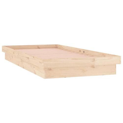Sengeramme med LED-lys 90x200 cm massivt træ