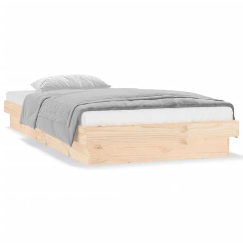 Sengeramme med LED-lys 90x200 cm massivt træ