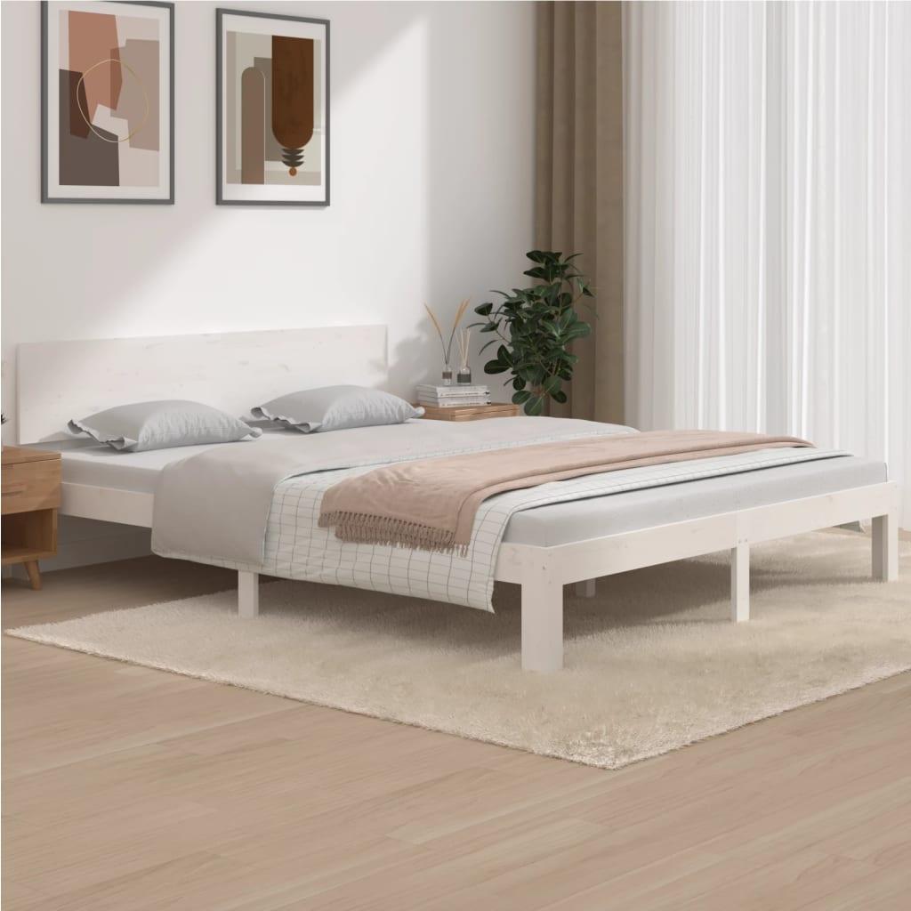 Sengeramme 160x200 cm massivt fyrretræ hvid
