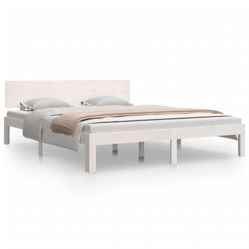 Sengeramme 160x200 cm massivt fyrretræ hvid