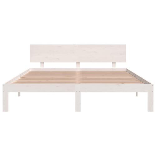 Sengeramme 160x200 cm massivt fyrretræ hvid