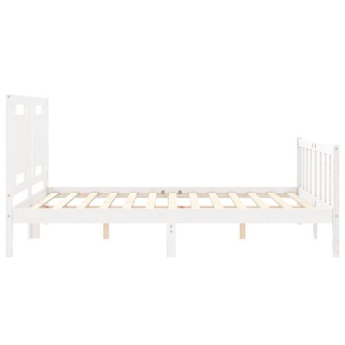 Sengeramme med sengegavl kingsize massivt træ hvid