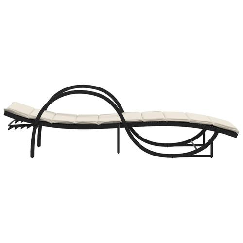 Liggestol med hynde 60x199x42 cm polyrattan sort