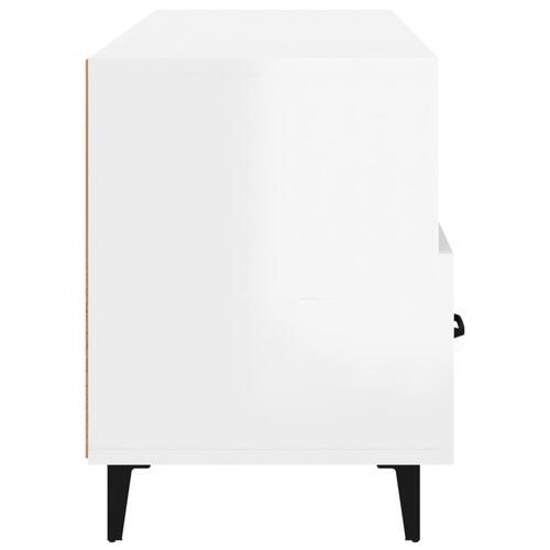 Tv-bord 102x35x50 cm konstrueret træ hvid højglans