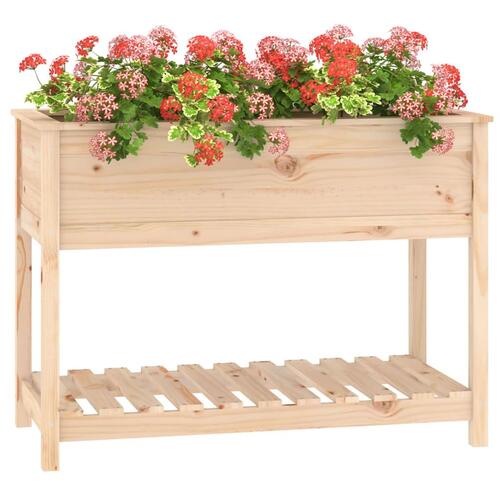 Plantekasse med hylde 111,5x54x81 cm massivt fyrretræ
