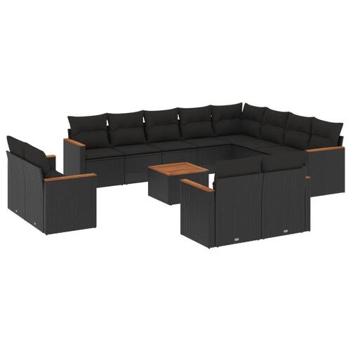 Sofasæt til haven 13 dele med hynder polyrattan sort