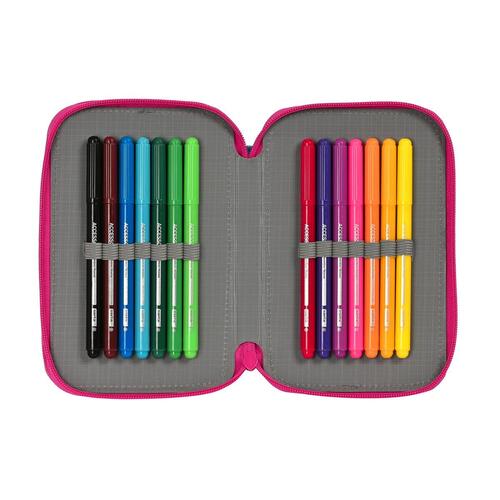 Dobbelt penalhus Pinypon Blå Pink 12.5 x 19.5 x 4 cm (28 Dele)