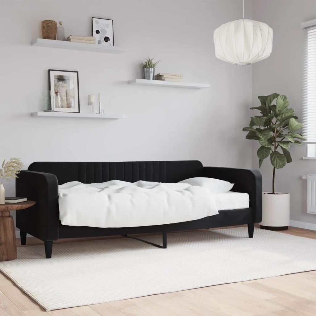 Daybed Velour Sort - med madras / 90 x 200 cm