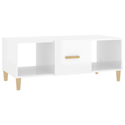 Sofabord 102x50x40 cm konstrueret træ hvid højglans