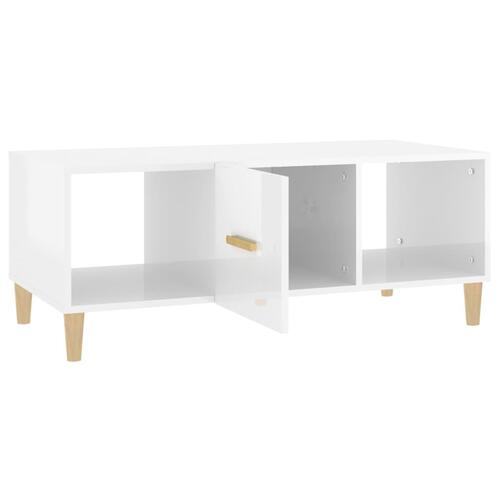 Sofabord 102x50x40 cm konstrueret træ hvid højglans