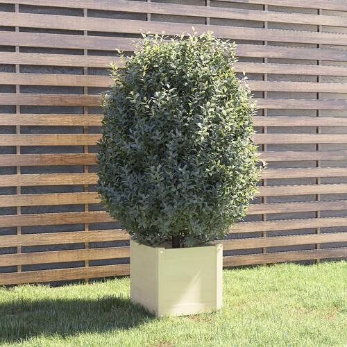 Plantekasse 40x40x40 cm massivt fyrretræ hvid