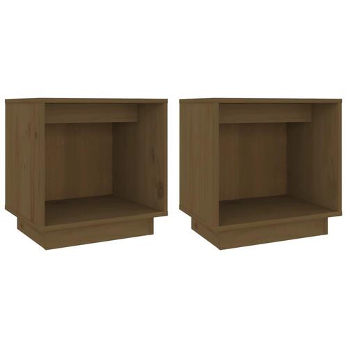 Sengeborde 2 stk. 40x30x40 cm massivt fyrretræ gyldenbrun