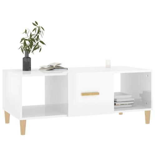 Sofabord 102x50x40 cm konstrueret træ hvid højglans
