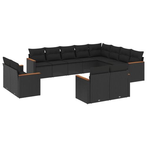 Sofasæt til haven 12 dele med hynder polyrattan sort