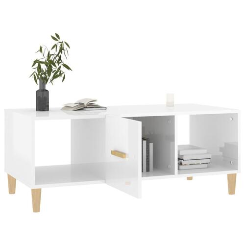 Sofabord 102x50x40 cm konstrueret træ hvid højglans