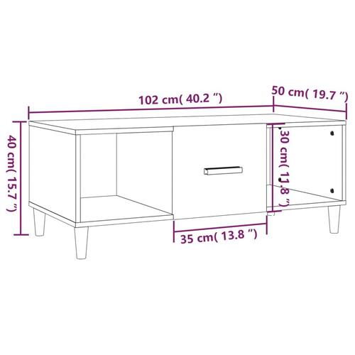 Sofabord 102x50x40 cm konstrueret træ hvid højglans