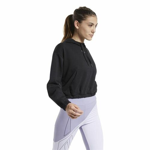 Hættetrøje til Kvinde Reebok Sportswear Cropped Sort M