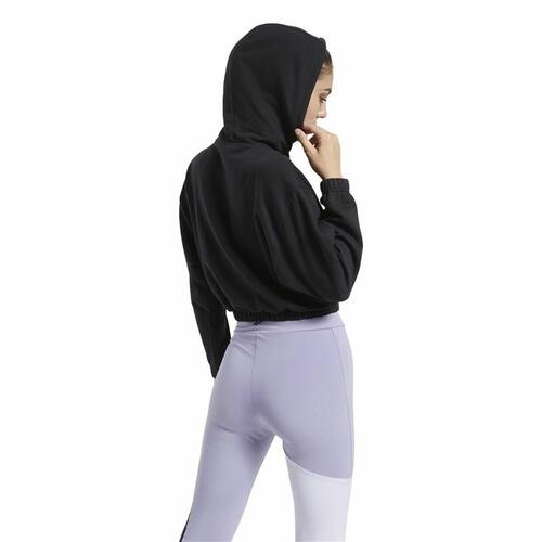 Hættetrøje til Kvinde Reebok Sportswear Cropped Sort M