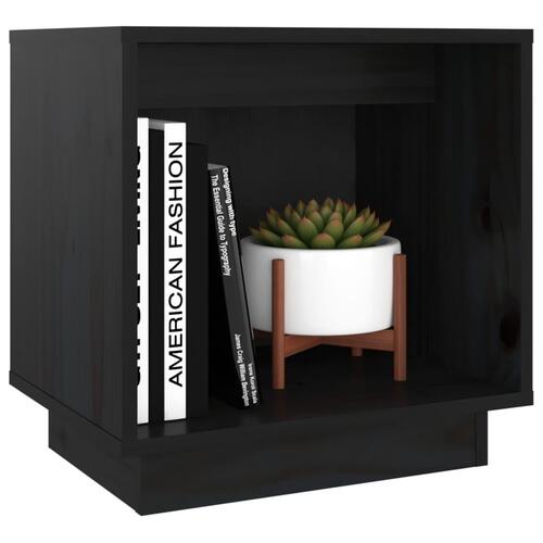 Sengebord 40x30x40 cm massivt fyrretræ sort