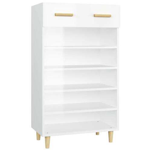 Skoreol 60x35x105 cm konstrueret træ hvid højglans