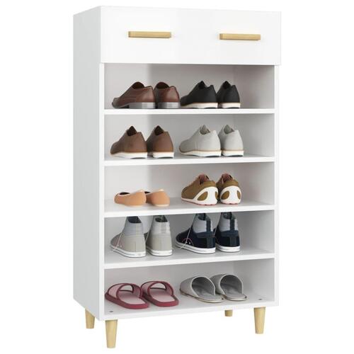 Skoreol 60x35x105 cm konstrueret træ hvid højglans
